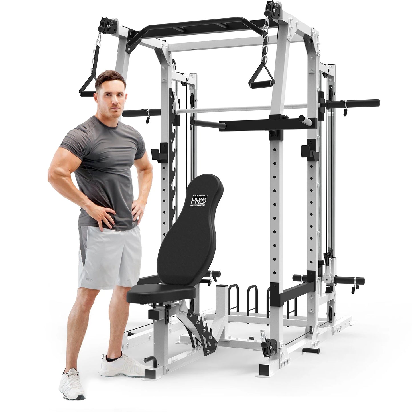 Pro Smith Machine Weight Bench Home Gym Total Body Workout Training System