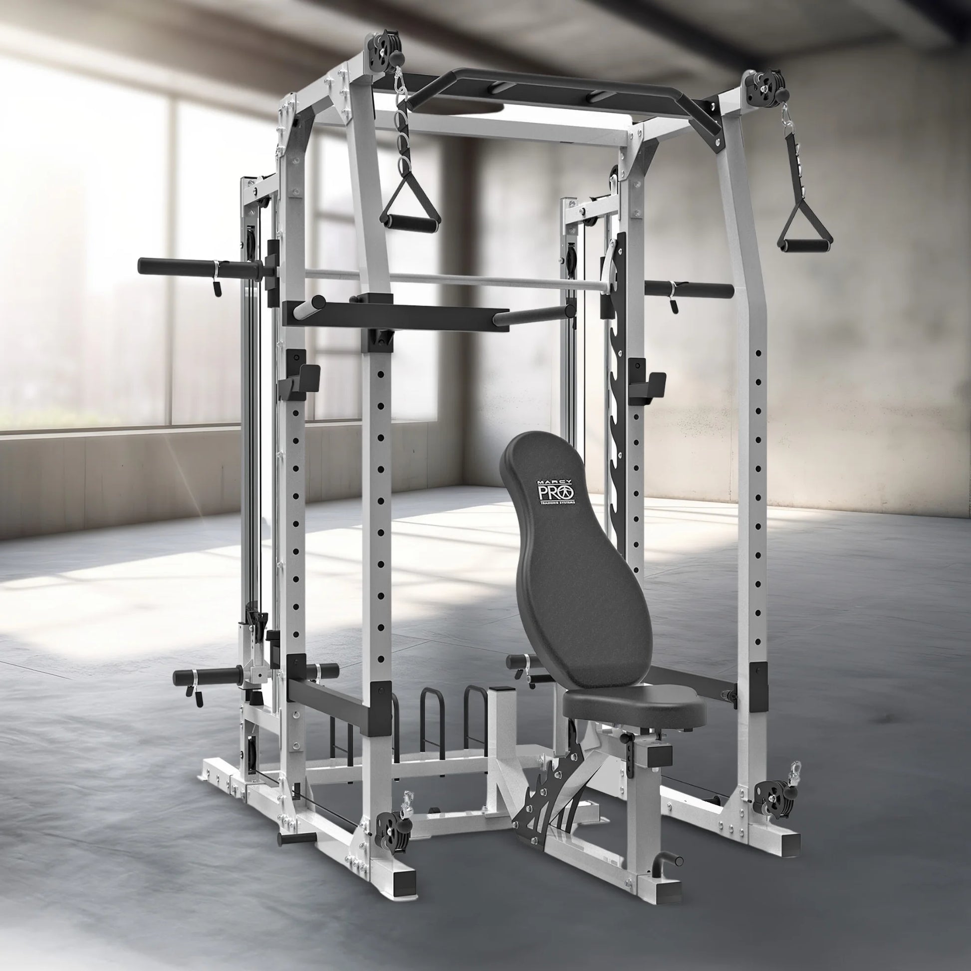 Pro Smith Machine Weight Bench Home Gym Total Body Workout Training System