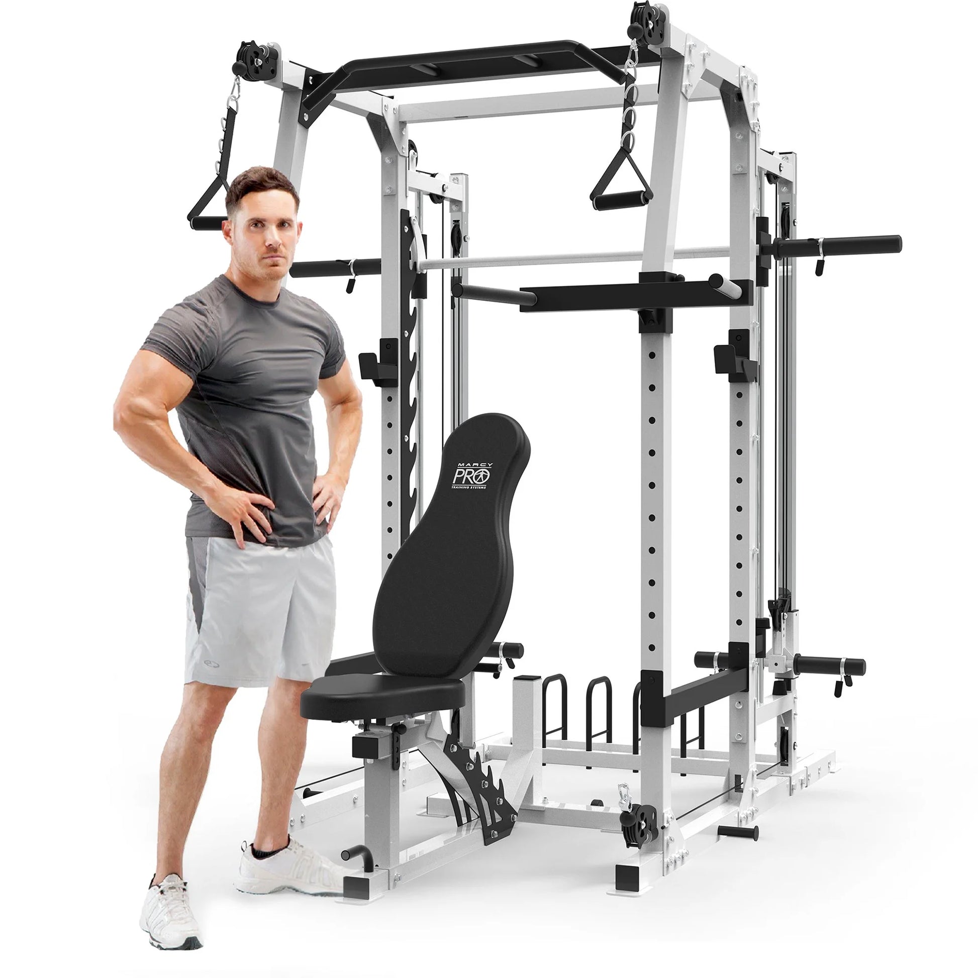 Pro Smith Machine Weight Bench Home Gym Total Body Workout Training System